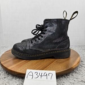 Dr. Martens Pascal J Black Glitter Lace Up Casual Lifestyle Daily Boots Kids 3